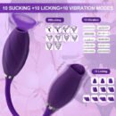 Rose Petal Vibrator With Vibrant Dildo | 10 SUCKING +10 LICKING+10 VIBRATION MODES