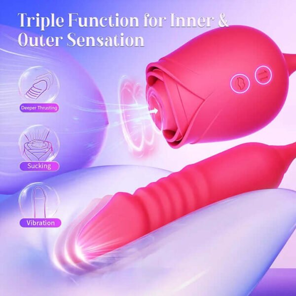 New Rose Clit Sucking Toy Dildo G-spot Vibrator - Image 6