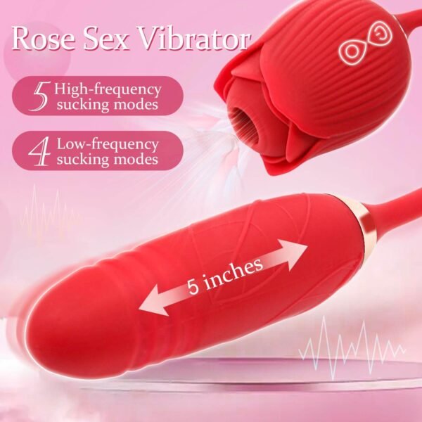 Rose Vibrator 2 in 1 Rose Toy With A Thrusting Dildo - Image 3