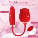 Rose Vibrator 2 in 1 Rose Toy With A Thrusting Dildo