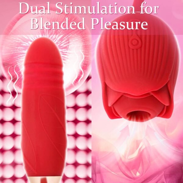 Rose Vibrator 2 in 1 Rose Toy With A Thrusting Dildo - Image 6