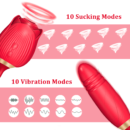 Rose Vibrator 2 in 1 Rose Toy With A Thrusting Dildo