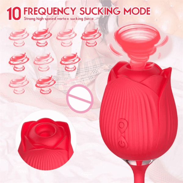 Rose Vibrator 2 in 1 Rose Toy With A Thrusting Dildo - Image 18