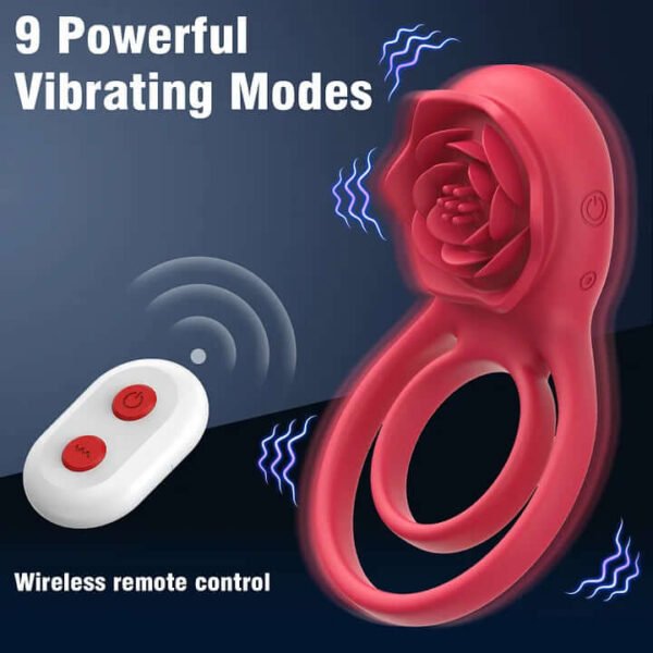 Cock Ring With Rose Clit Vibrator for Couples - Image 2