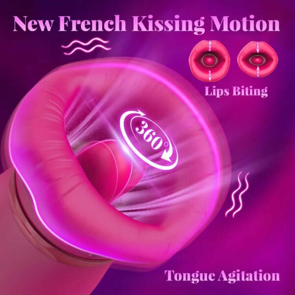 Big Mouth Rose Tongue Vibrator With Thrusting Dildo - Image 2