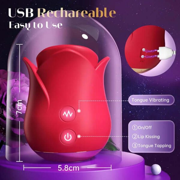 Upgraded Rose Lip Kissing Vibrator And Tongue Tapping For Women - Image 6