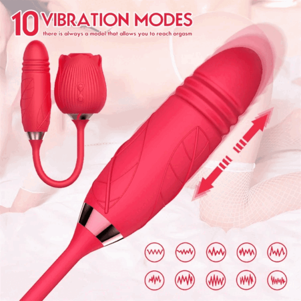 Rose Vibrator 2 in 1 Rose Toy With A Thrusting Dildo - Image 17