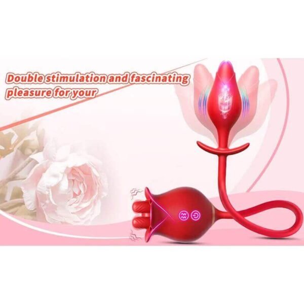 Rose Toy For Men: Dual Stimulation with Tongue Licking & Vibrating Butt Plug" - Image 3