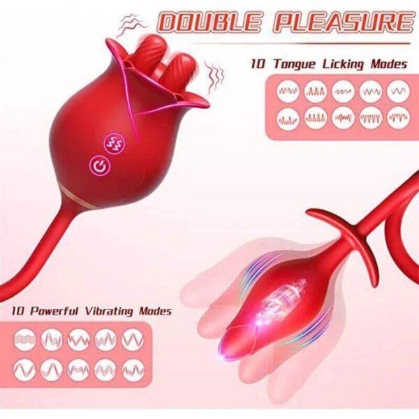 Rose Toy For Men: Dual Stimulation with Tongue Licking & Vibrating Butt Plug" - Image 7