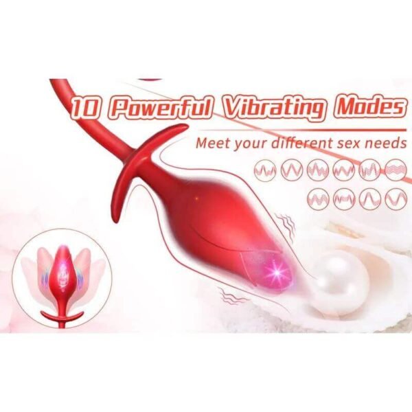 Rose Toy For Men: Dual Stimulation with Tongue Licking & Vibrating Butt Plug" - Image 9