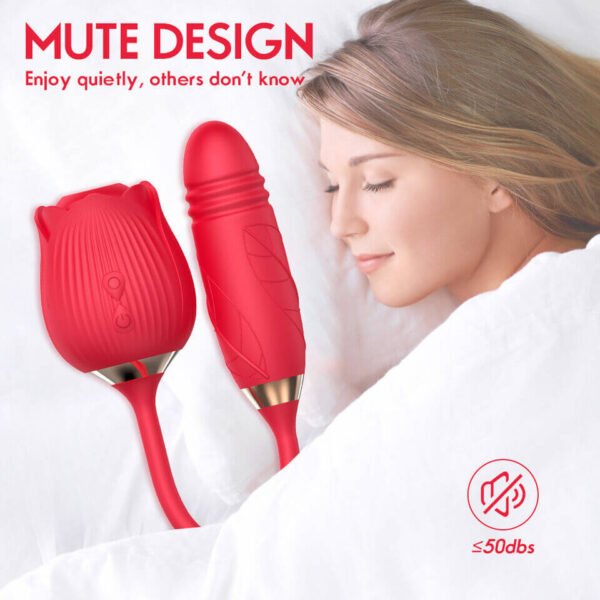 Rose Toy with Thrusting Stem - 2-in-1 G-Spot Telescopic - Image 4